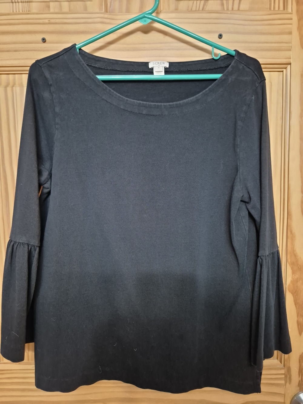 J. Crew Women's Black Bell-Sleeve Cotton Top